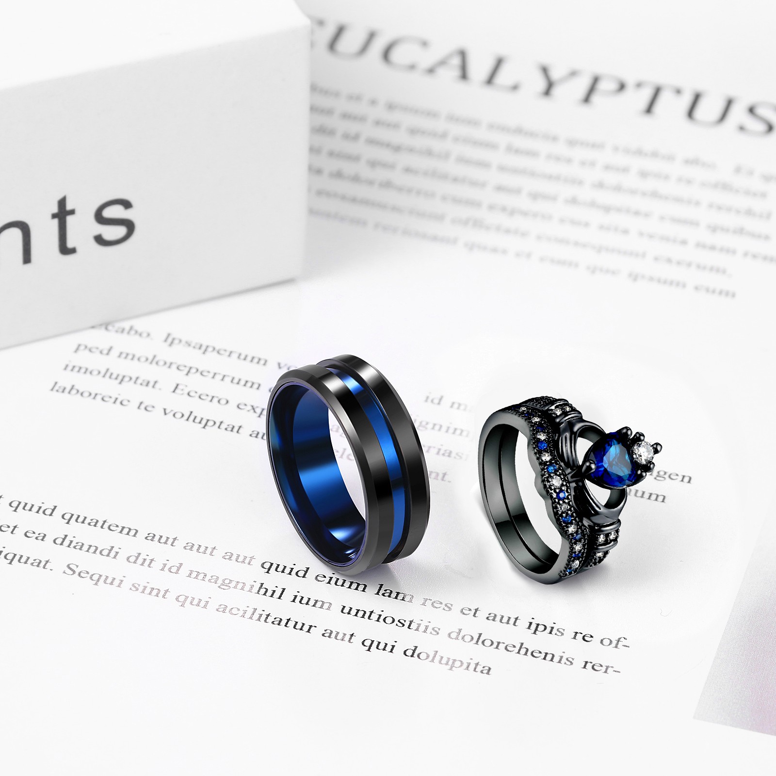 2pcs Set Men Women’s Detachable Couple Rings CZ Promise Wedding Engagement Band