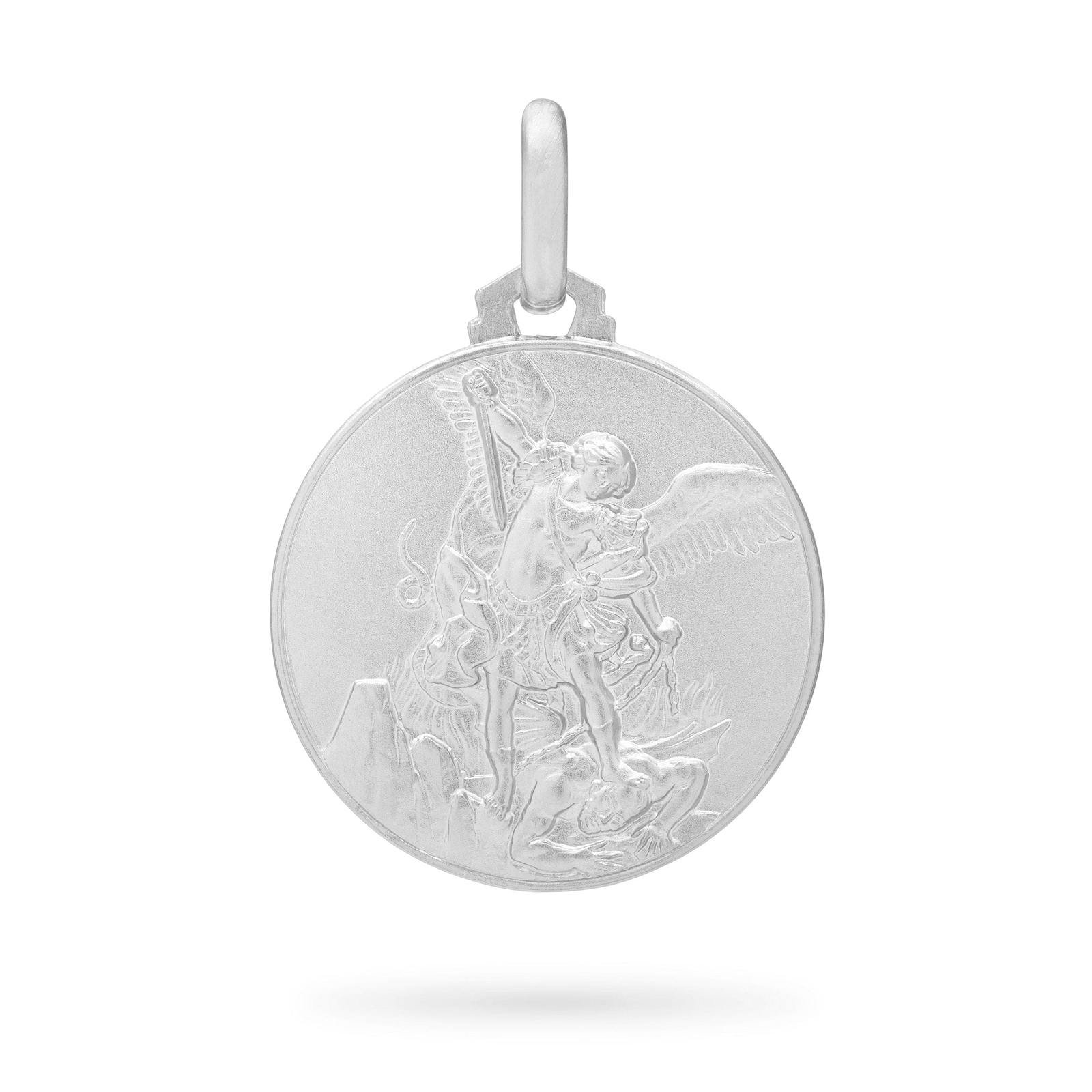 Sterling Silver St Saint Michael Archangel Pendant Necklace Medallion Religious