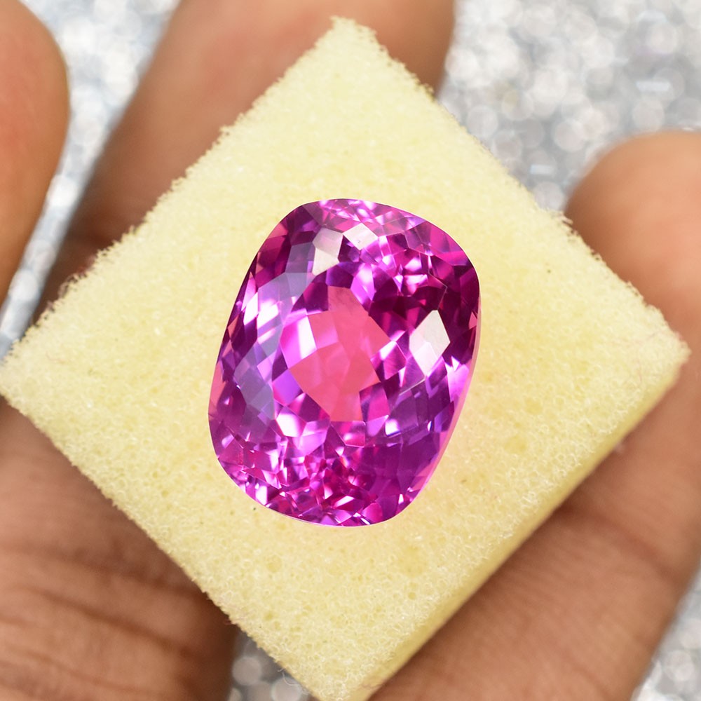 17.40 Ct NATURAL Pink Sapphire Unique Cushion Cut CERTIFIED Loose Gemstone