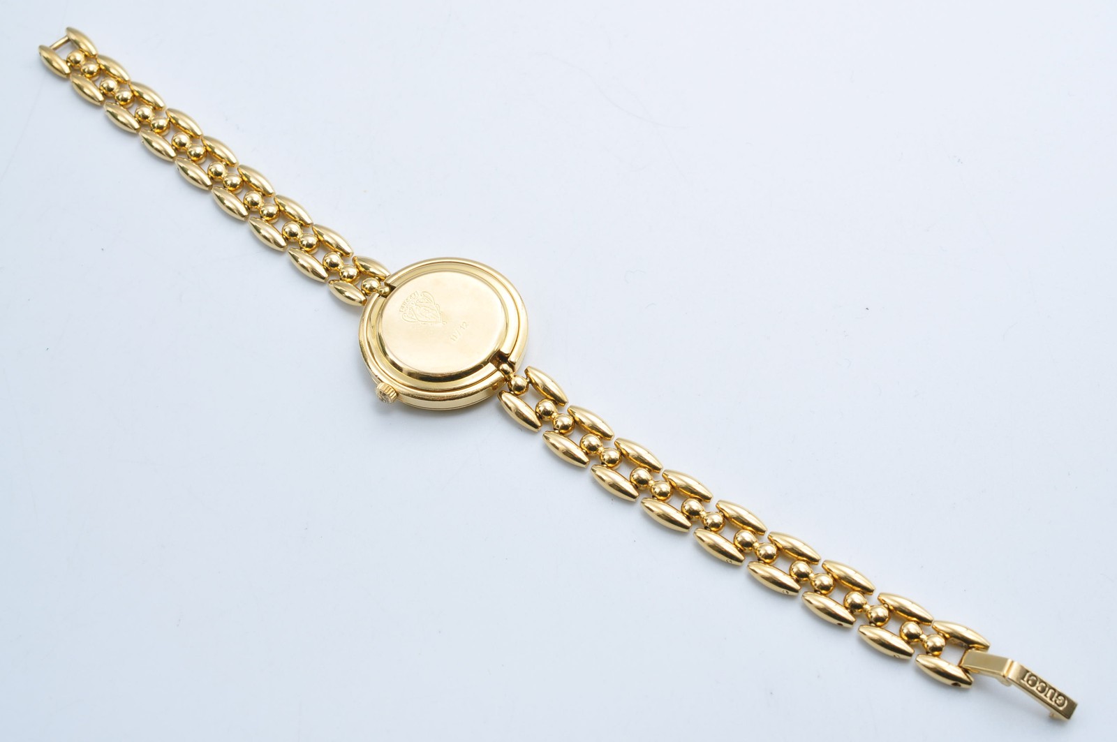 Gucci 11/12.2 Change Bezel Watch Gold Tone Rice Link Band w/6Bezels,Box w-11131