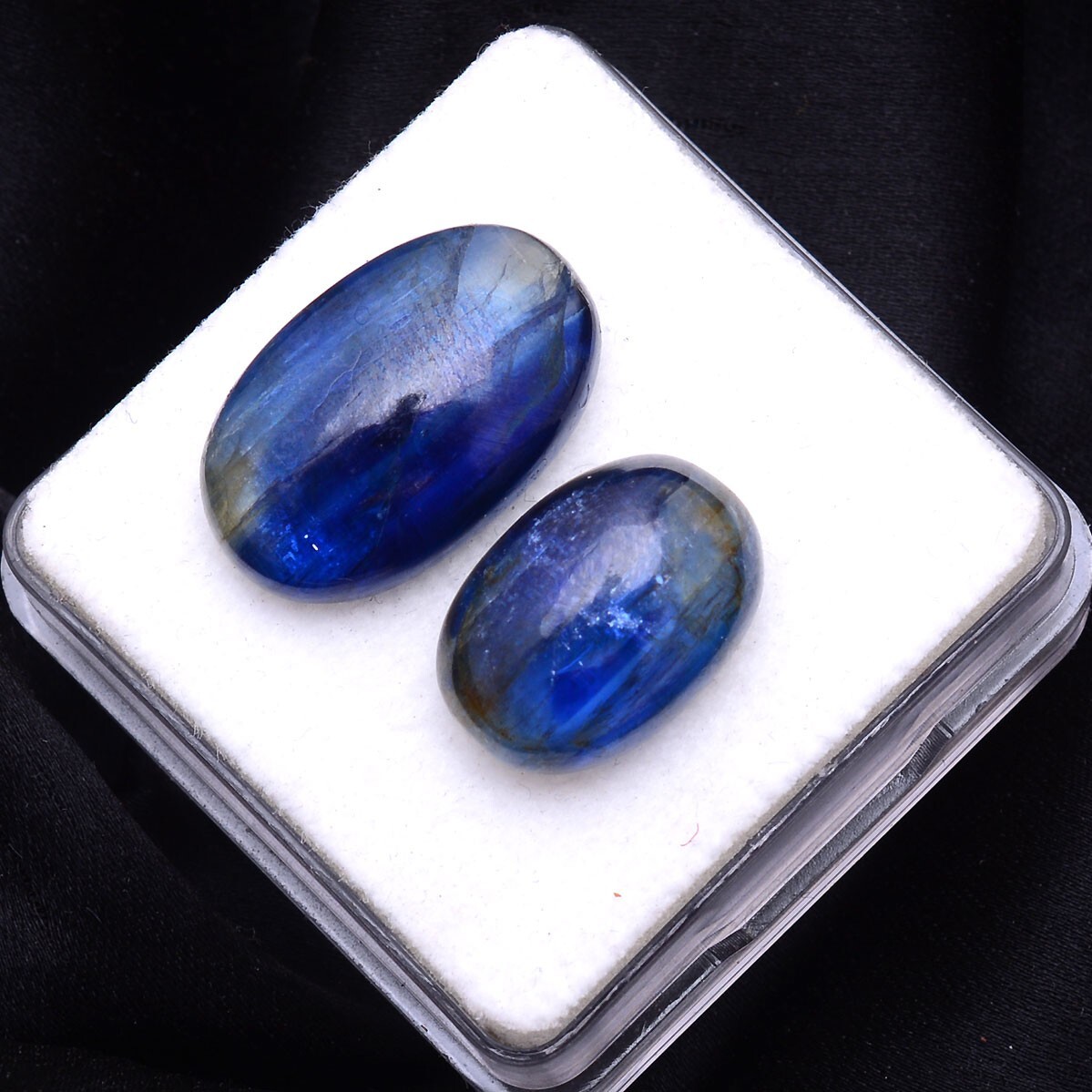 2 Pcs Natural Blue Kyanite Top Grade 15-19mm Oval Cabochon Untreated Gemstones