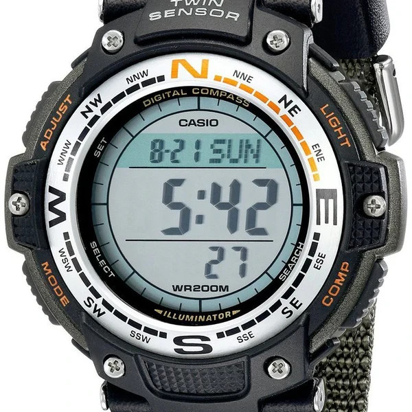 CASIO TWIN SENSOR SGW-100B-3V COMPASS ,THERMOMETER 200M WATER RESISTANT WATCH