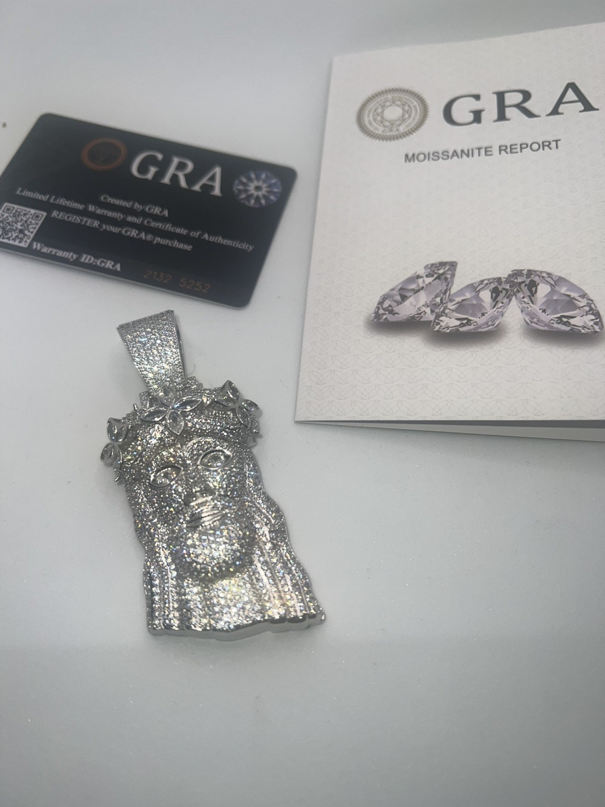 Large VVS1 Moissanite Sterling Silver Iced Flawless D Color Jesus Piece Pendant