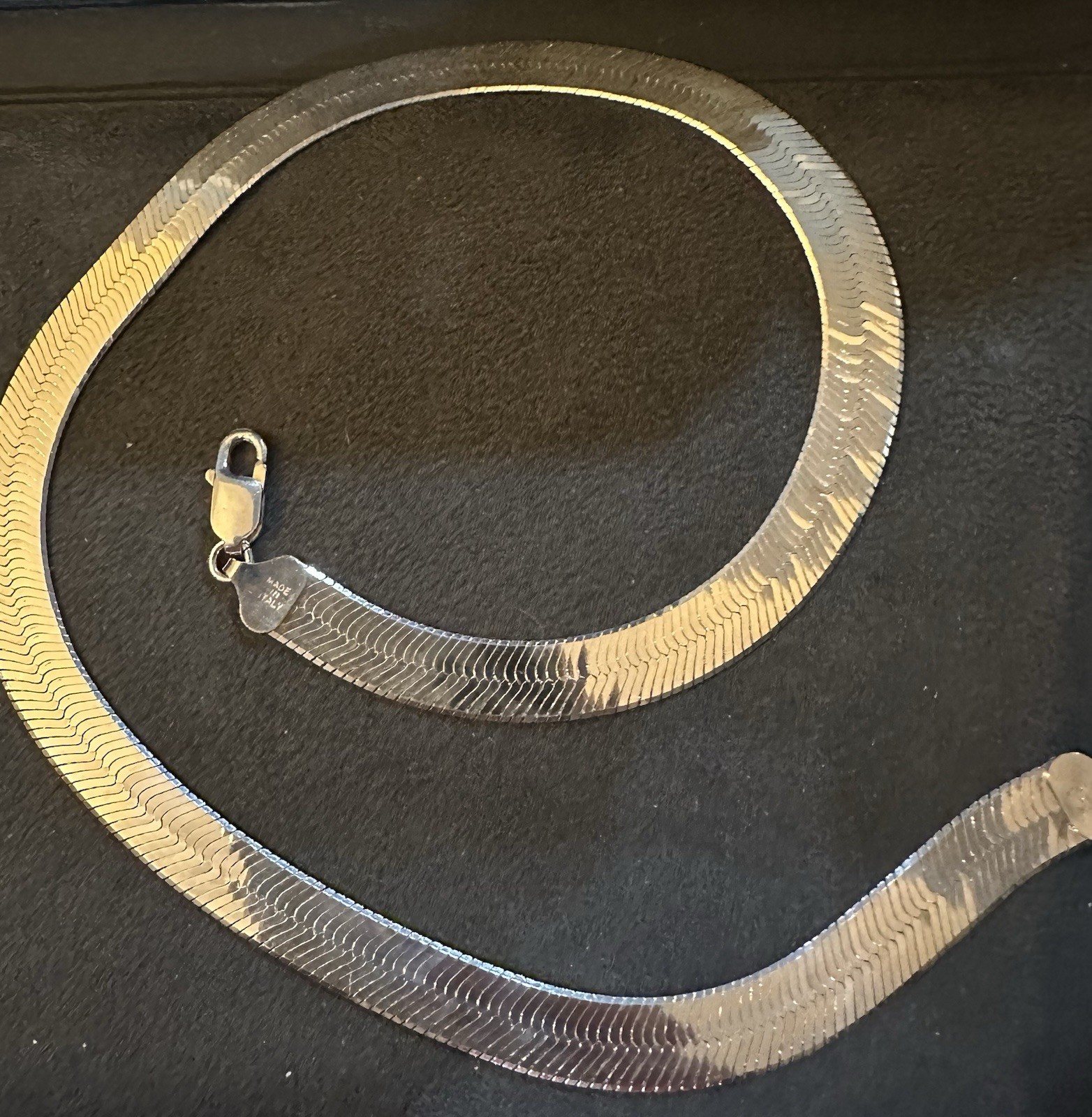 Milor 925 Sterling Silver 9.5mm wide Herringbone 18” Necklace Double Sided