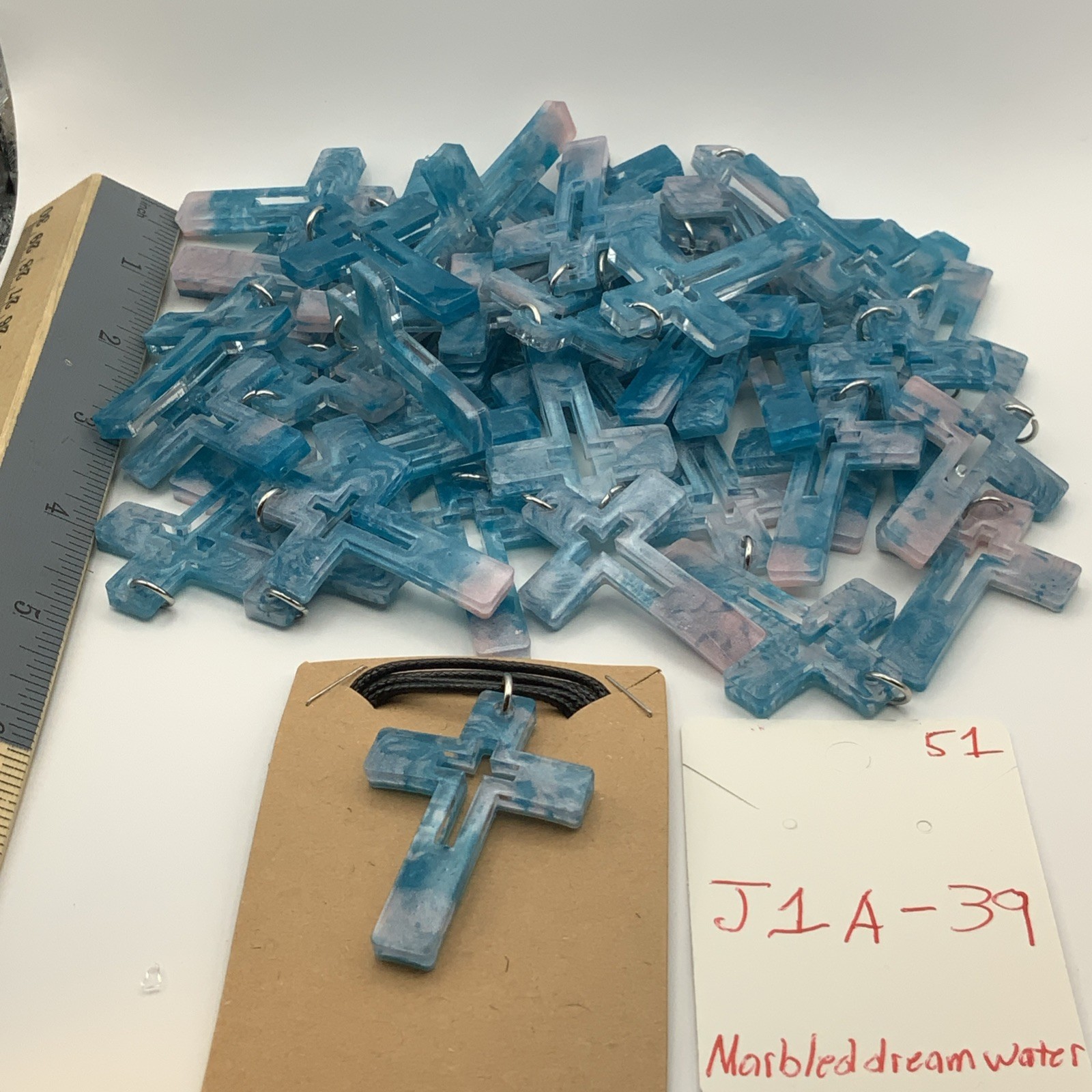 House Of David Handmade Cross Necklace Marbled Dream Water Bulk Available
