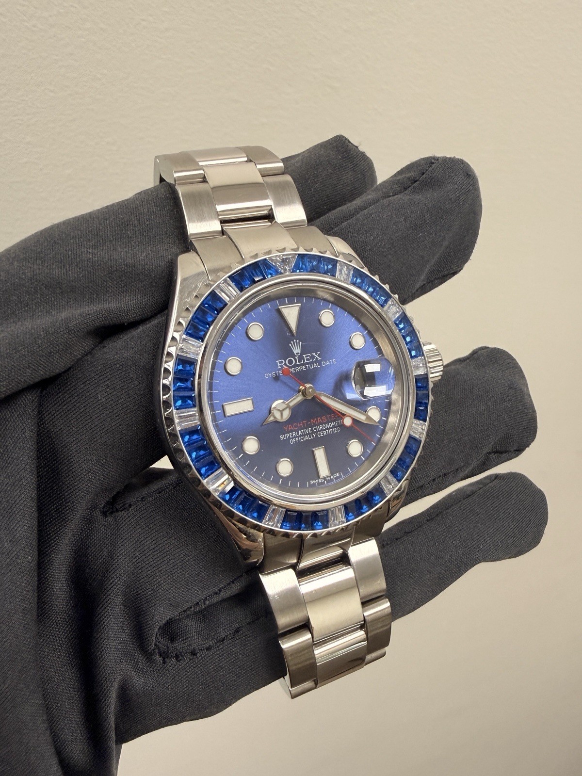 Rolex Yacht-Master 16622 SS Oyster Bracelet After-Market Blue Dial & Bezel-7686