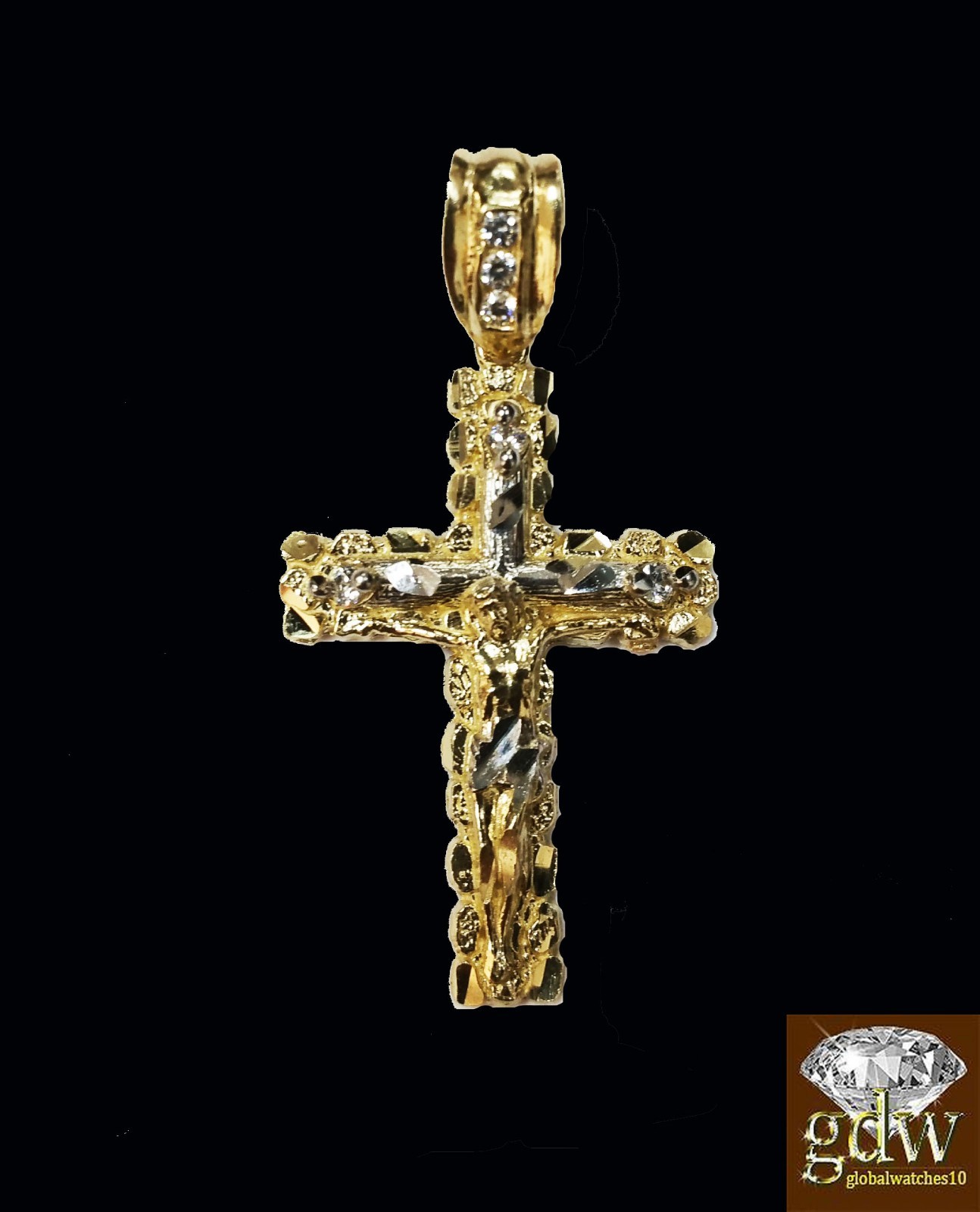 Real 10k Yellow Gold Cross Jesus Charm Pendant Miami Cuban 20″ Necklace