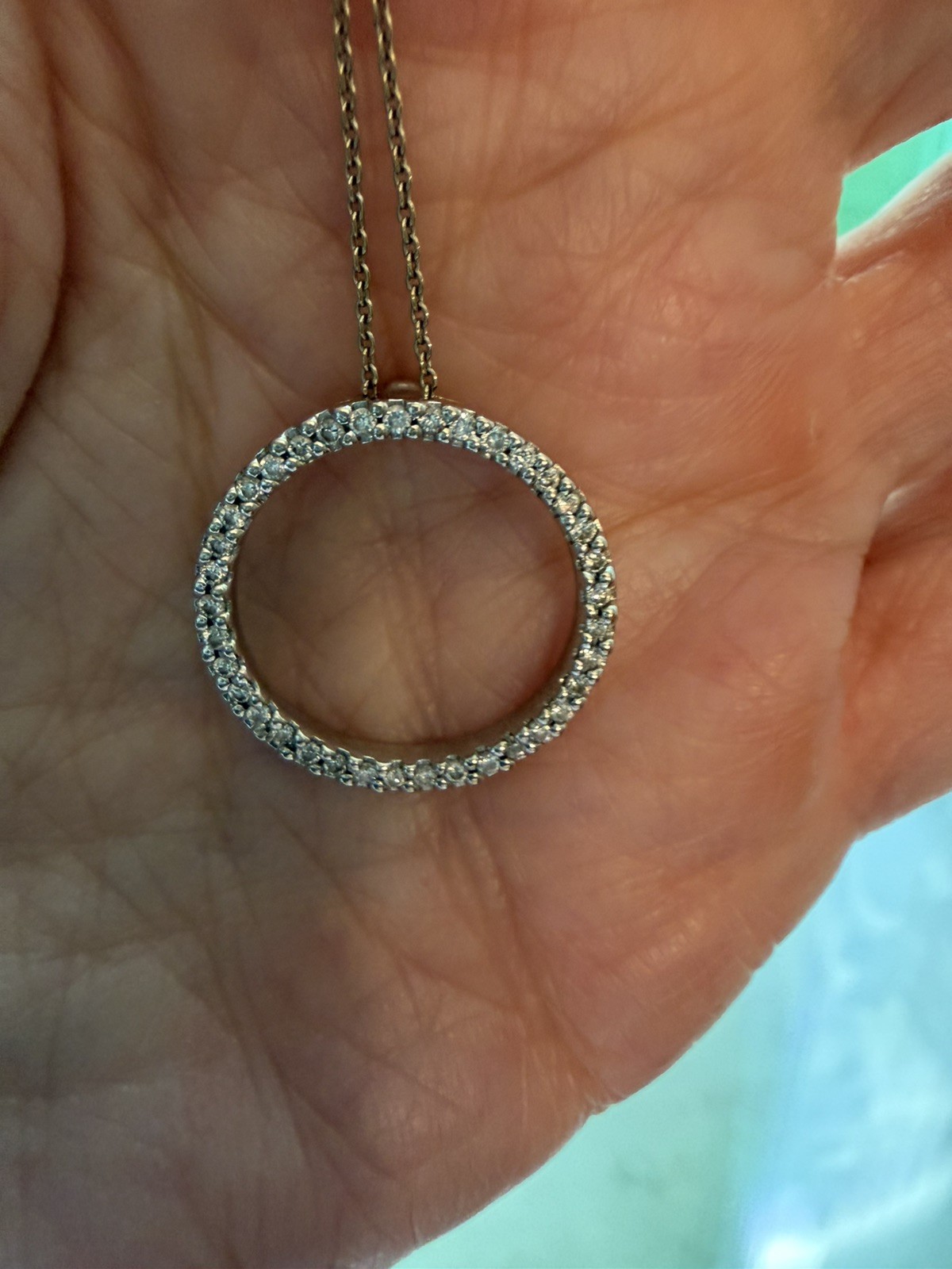 Roberto Coin Tiny Treasures Diamond Pendant Necklace 18K White Gold 0.09ct 18″