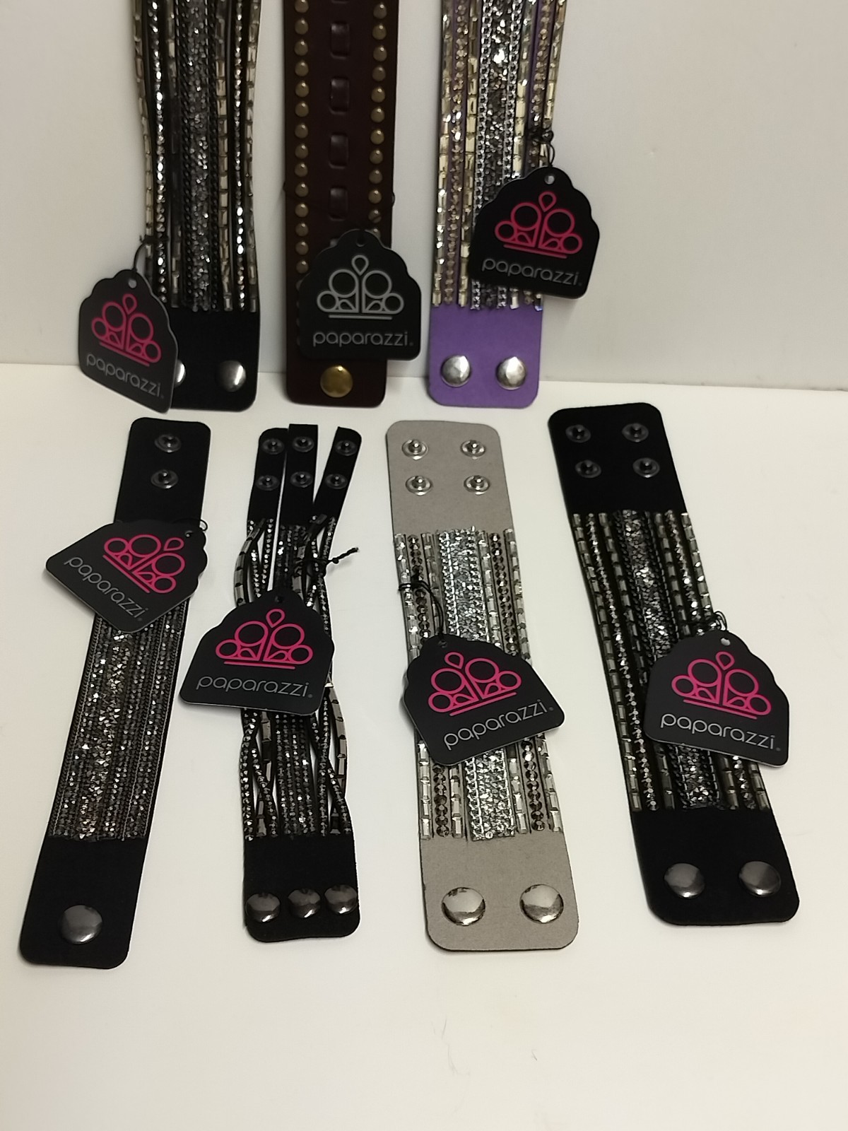 NWT 7 Pieces Paparazzi Leather Rebel, Rock Star, Urban Bracelet (#255284)