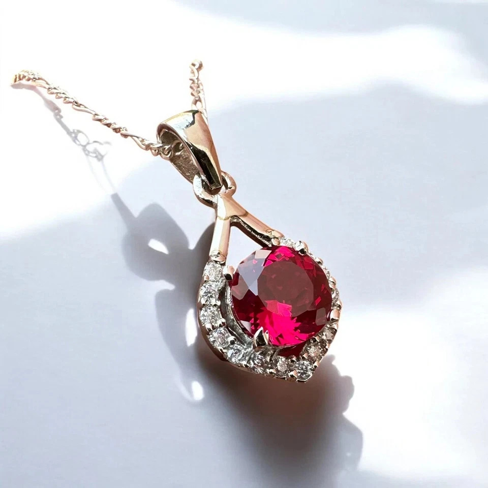 Certified 13 Ct Natural Red Ruby Loose Gemstone Pendant In 925 Silver