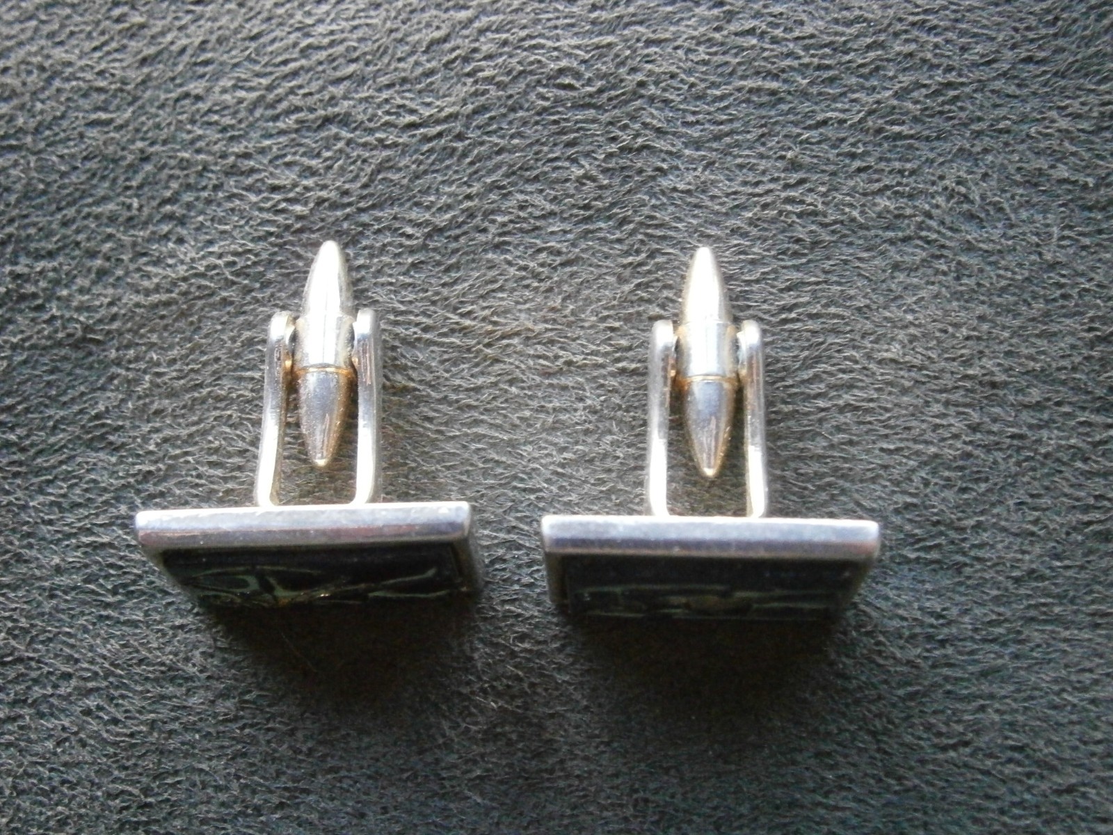 Egyptian Revival Relief Carved Hieroglyphics Gods Vtg Goldtone Cufflinks 17.0g