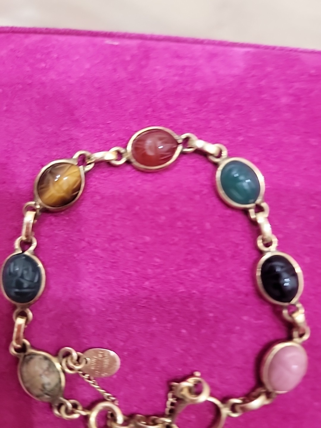 VTG BURT CASSELL 1/20 12k GF Gold Filled Multicolor Gemstone Bracelet /As Is