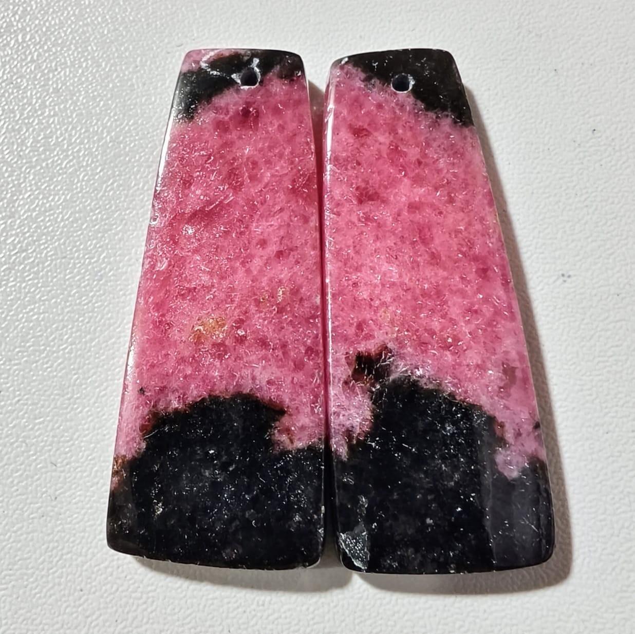 70.50 Cts Natural Rhodonite Drilled Match Pair Cabochon Gemstone 38.3 X 15.9 MM