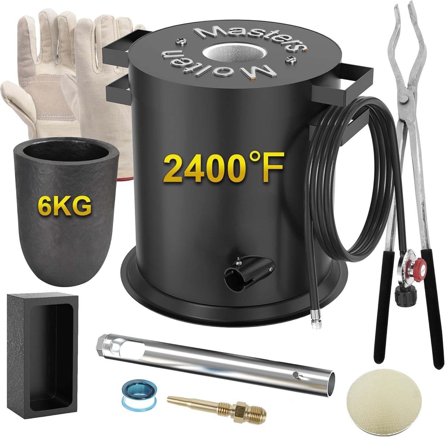 Propane Metal Melting Furnace Kit – Gloves,2400℉ High-Efficiency Metal Foundry