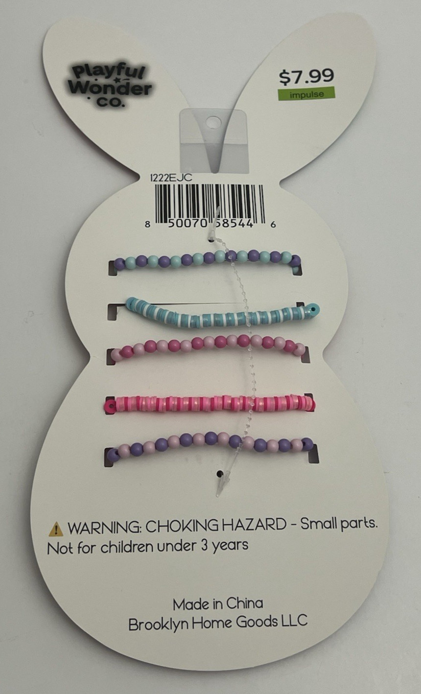 Playful Wonder Easter Bracelets Pink Blue Bunny BFF Stretch Bead Holiday Jewelry