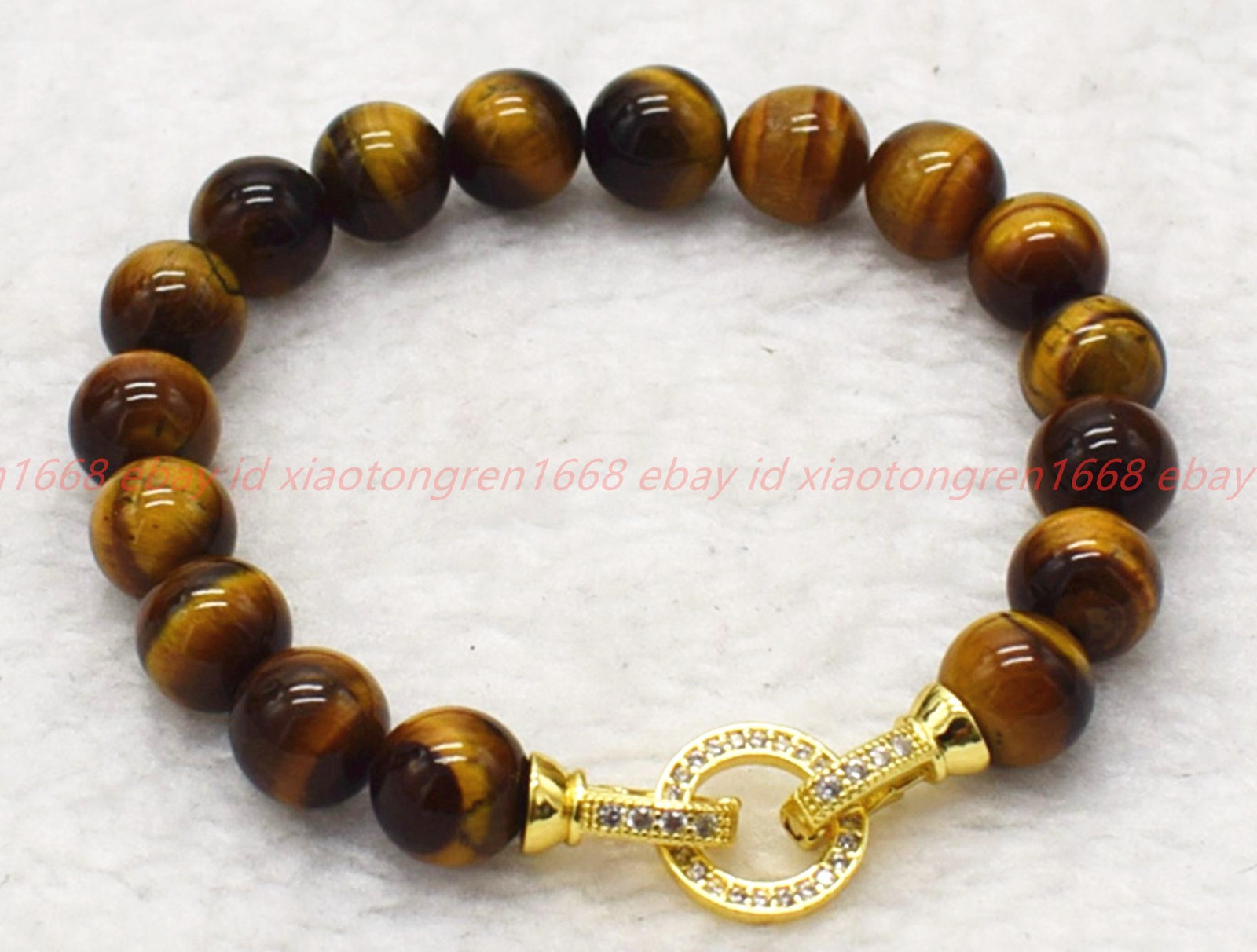 Natural Pretty 8/10/12mm Yellow Tiger’s Eye Gemstone Round Beads Bracelet 7-9in