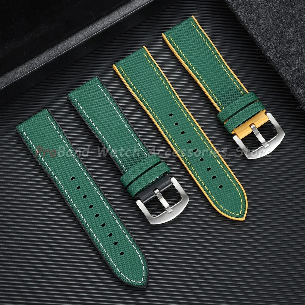 18/19/20/21/22/24mm Rubber Watch Strap Nylon Textured Silicone Bottom Watch Band