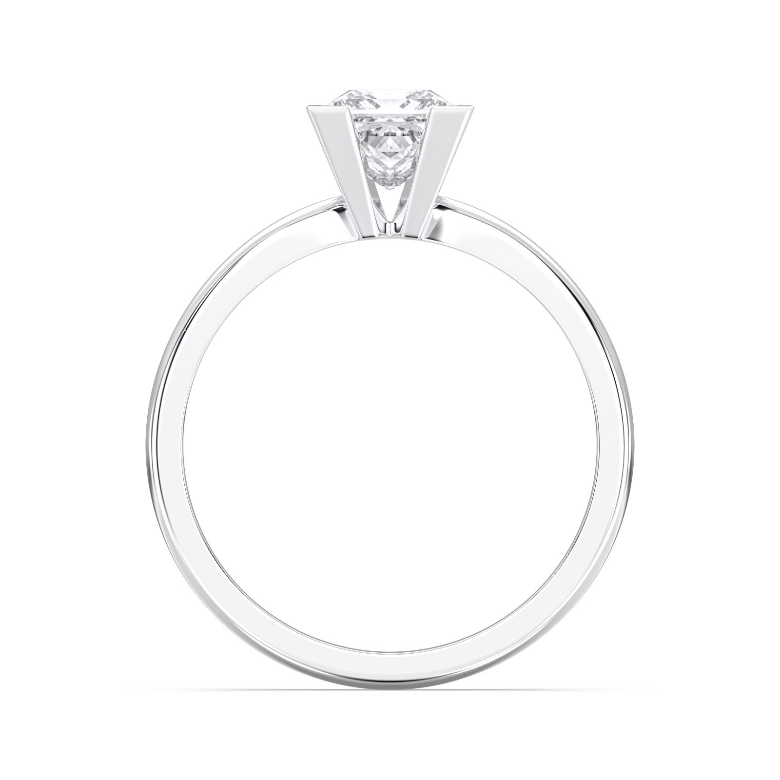 1.00Ct Princess Cut Moissanite Ring Women Half Bezel 925 Silver 10K