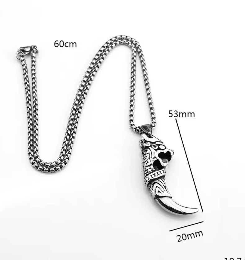Stainless Steel 3D Dragon Necklace with 60 cm (23.62 in) chain