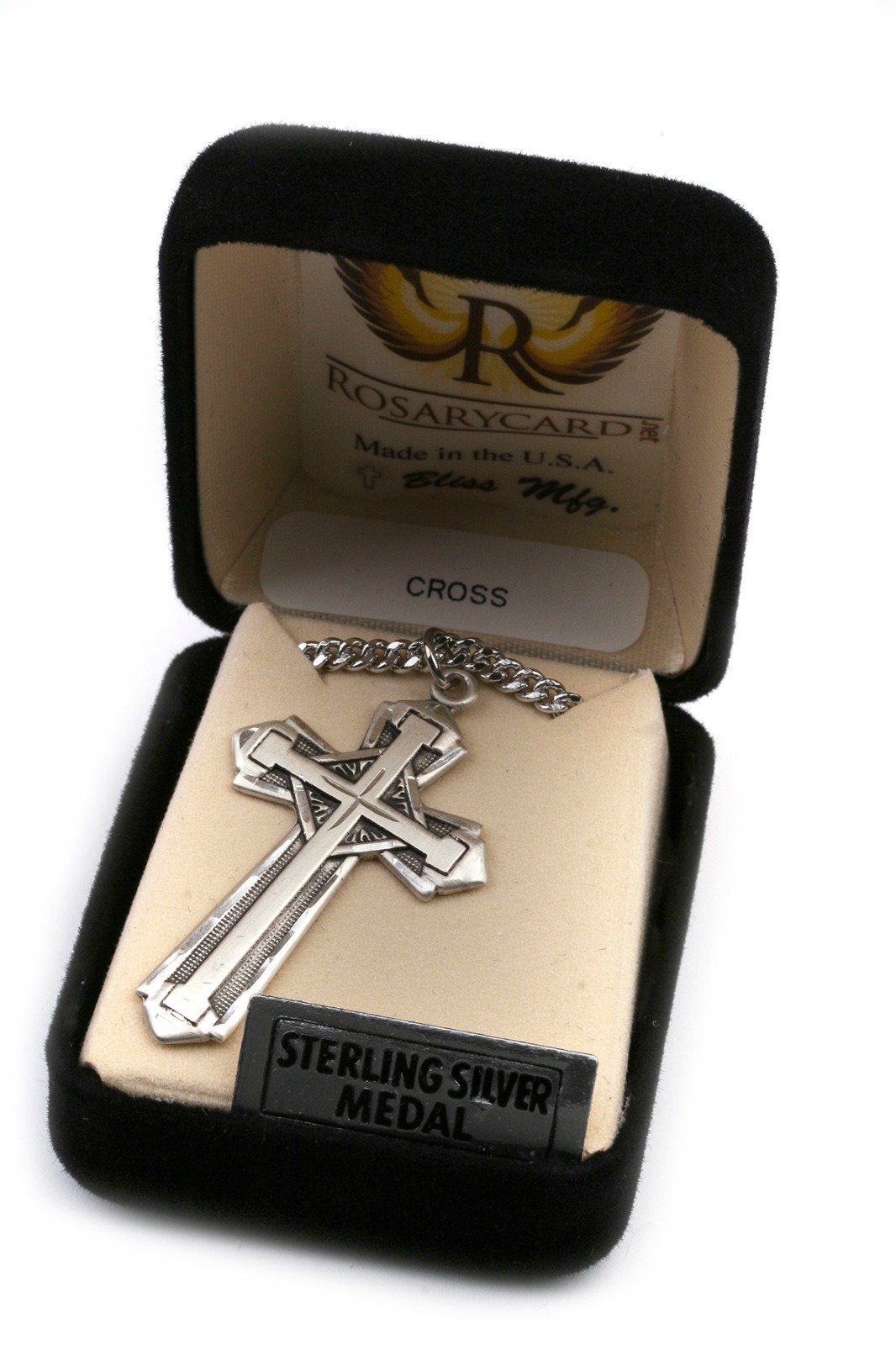 Men’s 925 Sterling Silver Cross 1 5/8 x 7/8 Pendant Religious Necklace 24 Chain