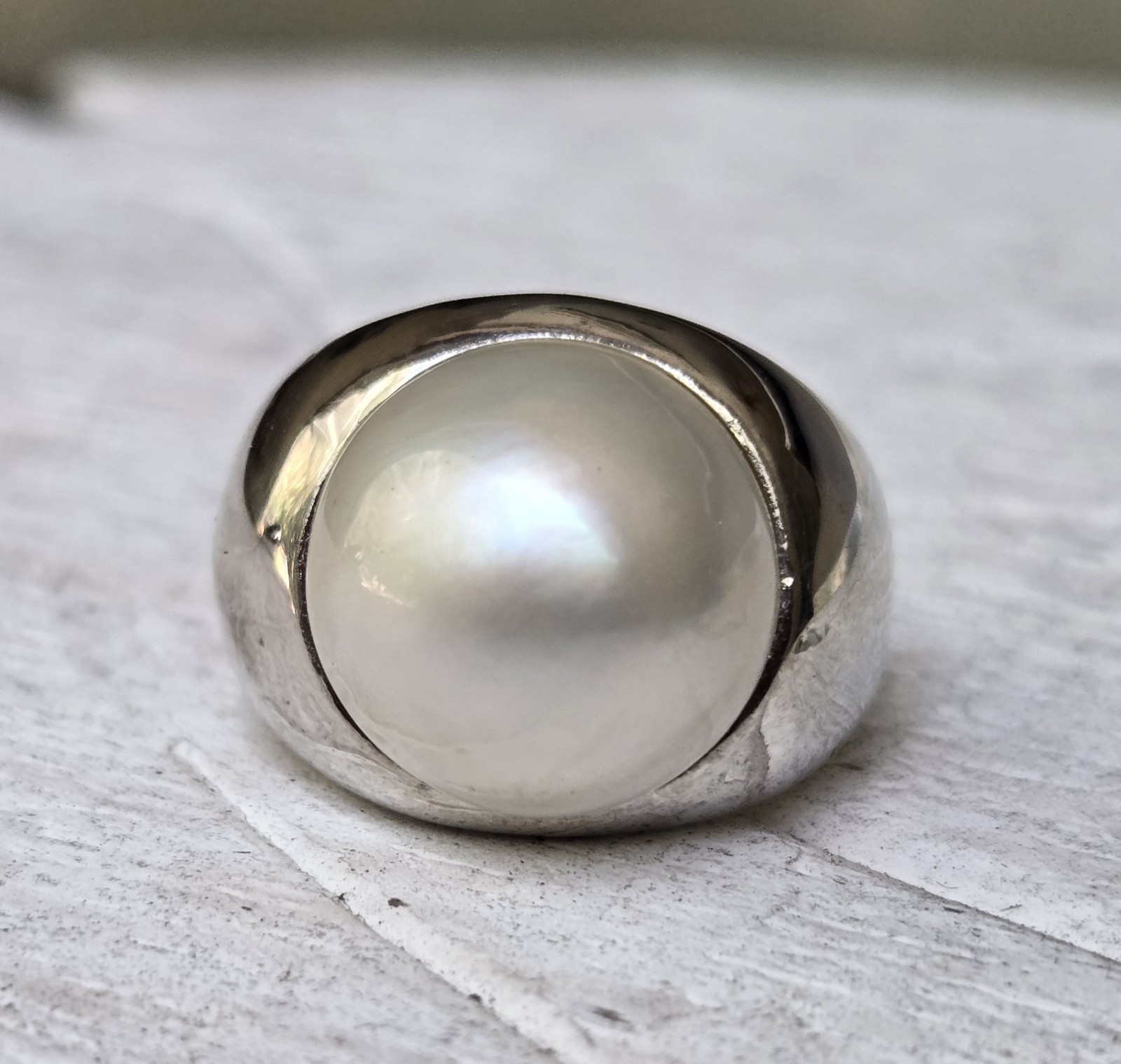 13mm Mabe Pearl Sterling Silver Ring