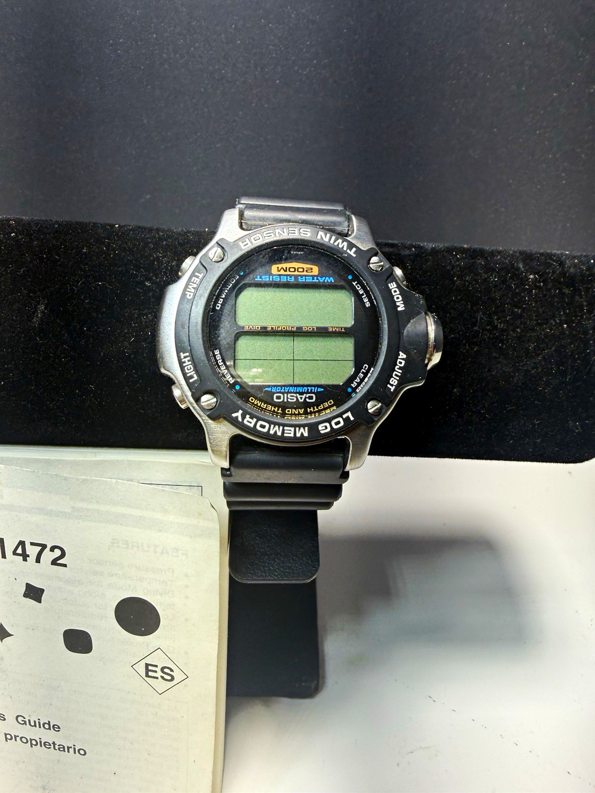 Casio Twin Sensor Digital Quartz 200M Log Memory Illuminator Black Resin Manual