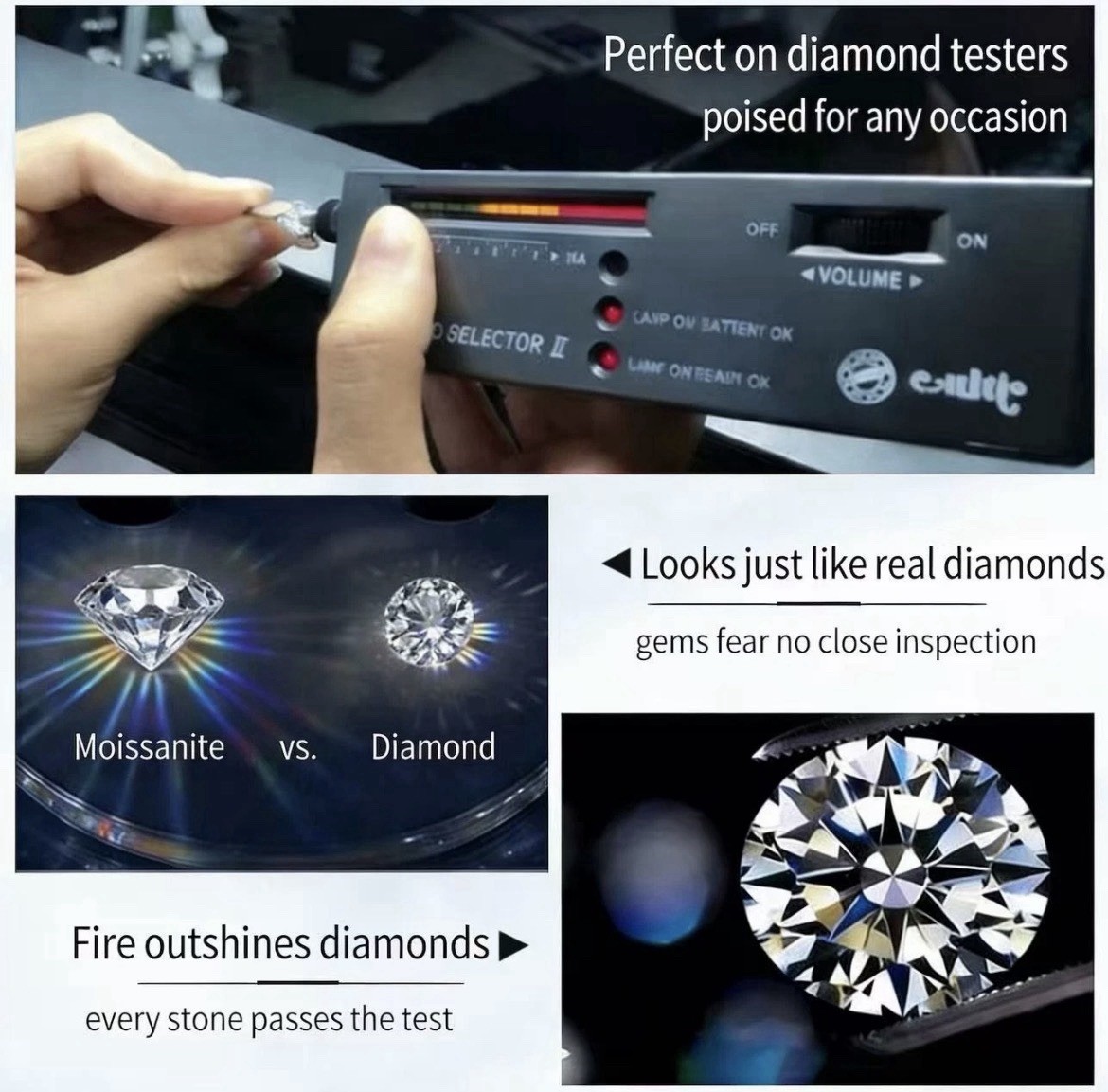 2.0CT VVS1 Brilliant GRA Certified Moissanite Stud Earrings Passes test