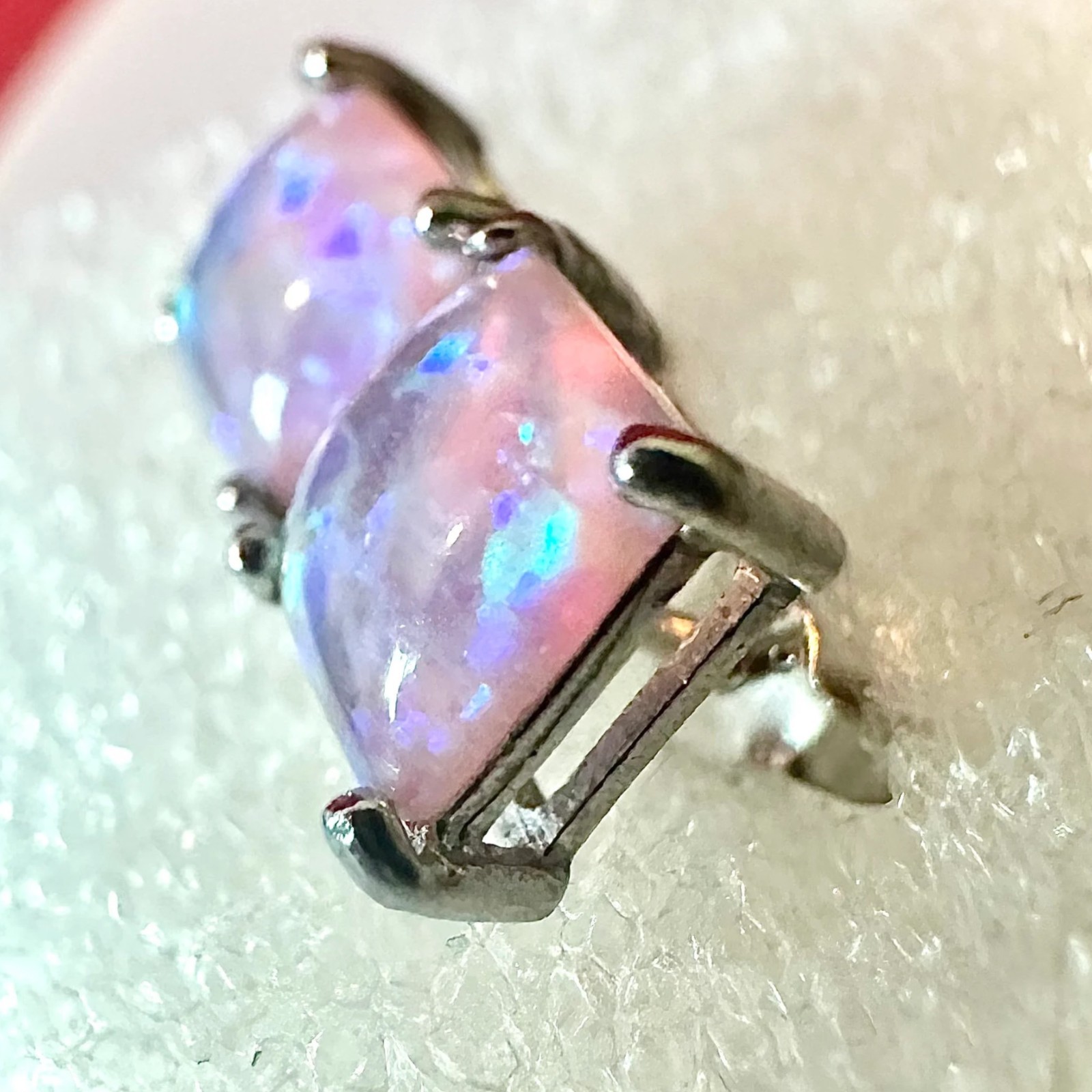Pink Opal Stud Earrings 6mm 925 Sterling Silver Square Studs