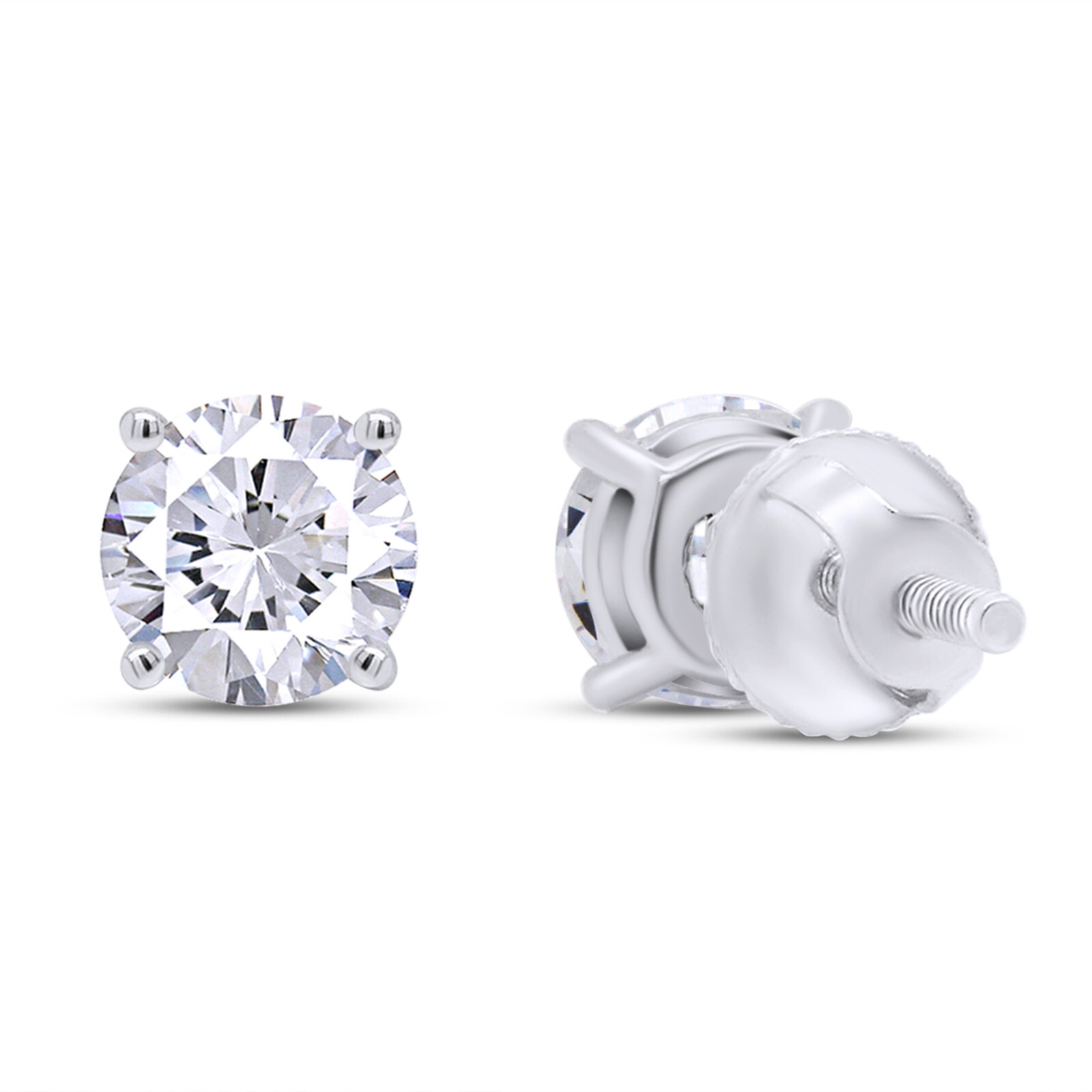 1/2 – 2Ct Diamond Screw Back Studs 14k Gold Earrings Lab Grown (GH/VS2-SI1)