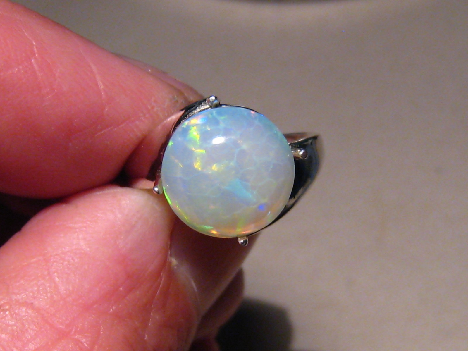 4.0 ct. crystal Welo Opal Ring , sterling silver