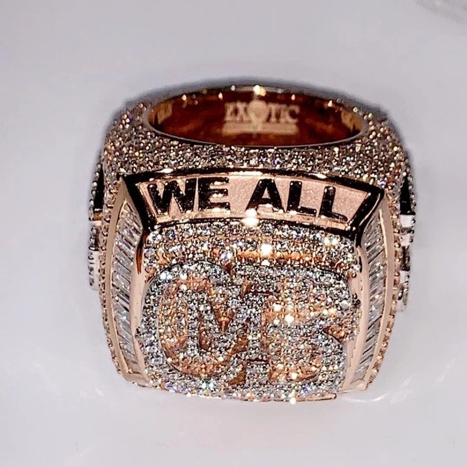 5TCW Round Lab Created Diamond Customize Letter Men’s Ring 14K Rose Gold Plated