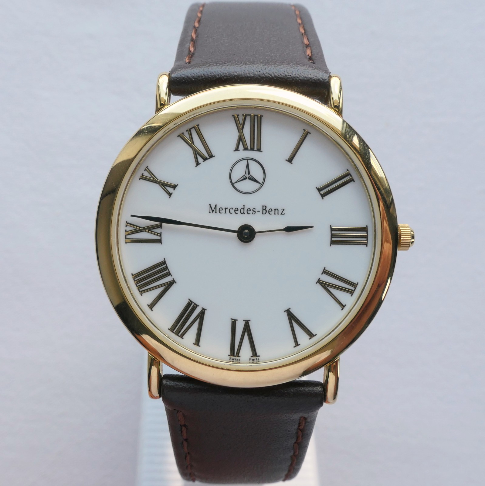 Mercedes Benz Classic Car Accessory 18k Gold Plated Swiss Made Luxury Watch