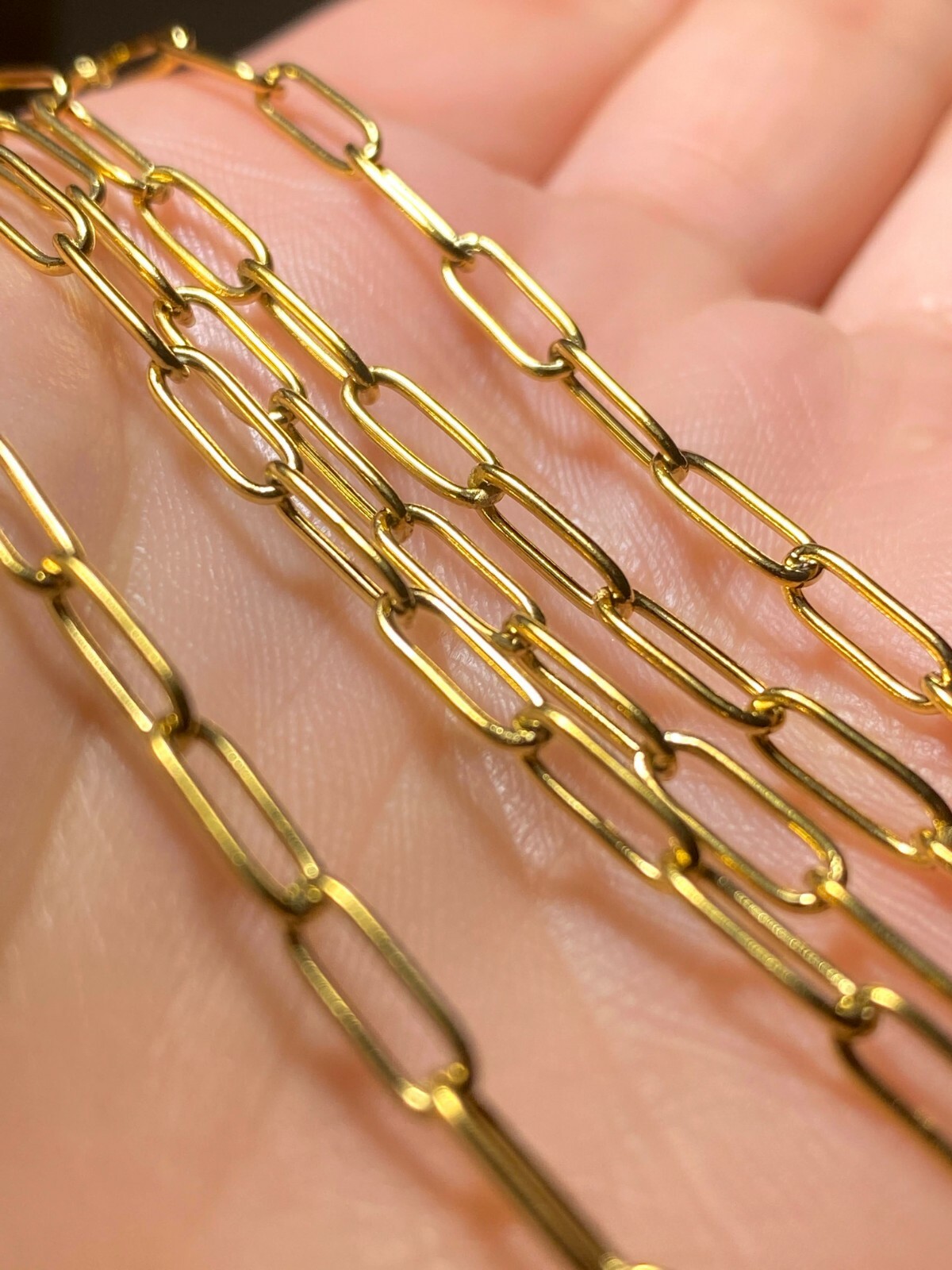 Solid Real ITALIAN 14k GOLD FINISH Women Paper Clip Chain Necklace 3.5 MM Chain