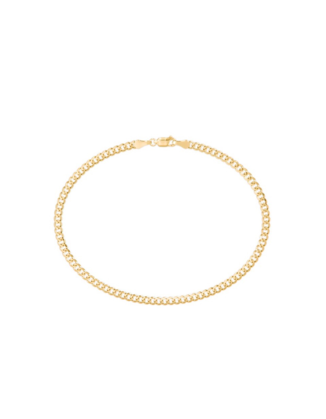 3mm Miami Cuban 10k Yellow Gold Link Chain Anklet with Lobster Lock 10 Inches