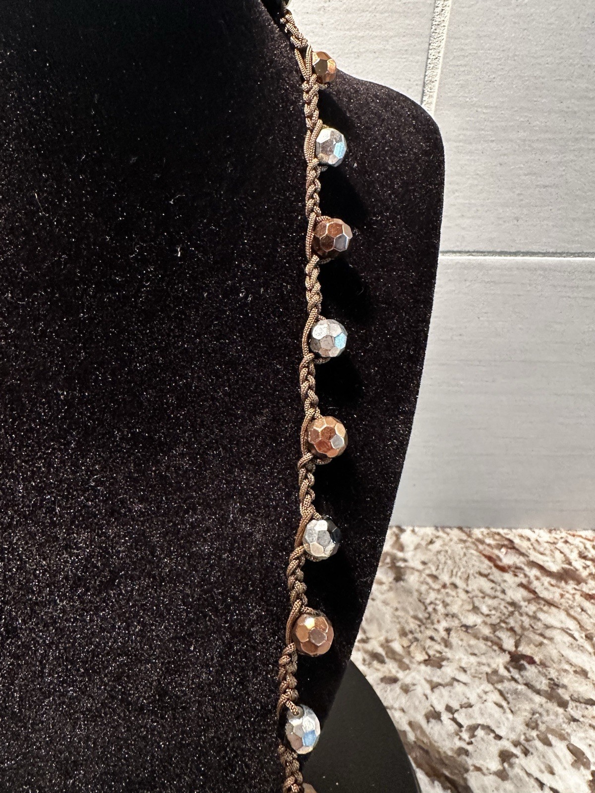 Cookie Lee: Black And Gold Handmade Beaded Long Necklace New With Tag