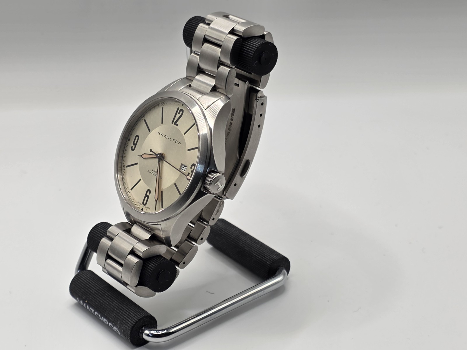 Hamilton Khaki Aviation Beige Men’s Watch, Stainless Steel Band And Leather