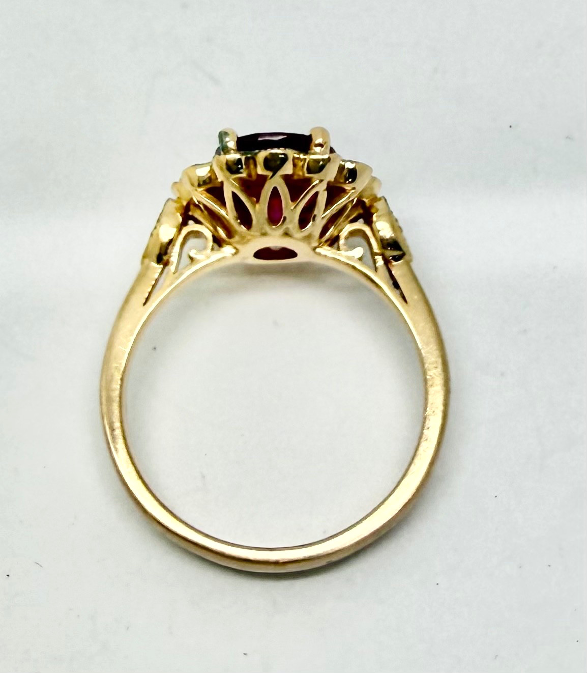 1.60 ct Rubelite & Diamond Ring 14k Rose Gold w/Card Appraisal Size 6 1/4