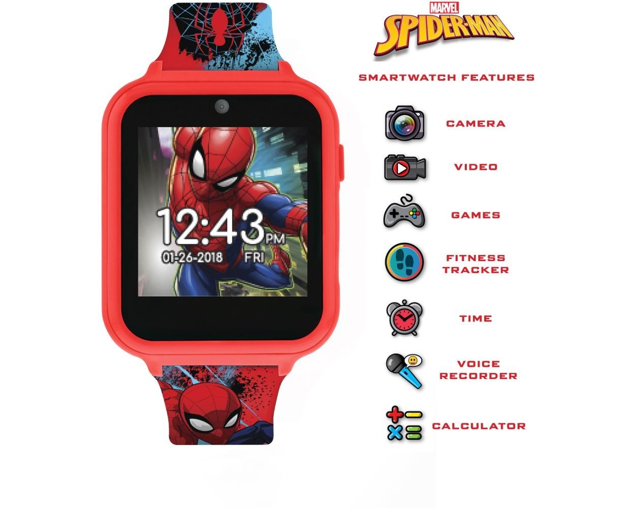 SPIDER-MAN Digital WATCH ~ Touchscreen w/ Games Video Camera Alarm ~ MARVEL
