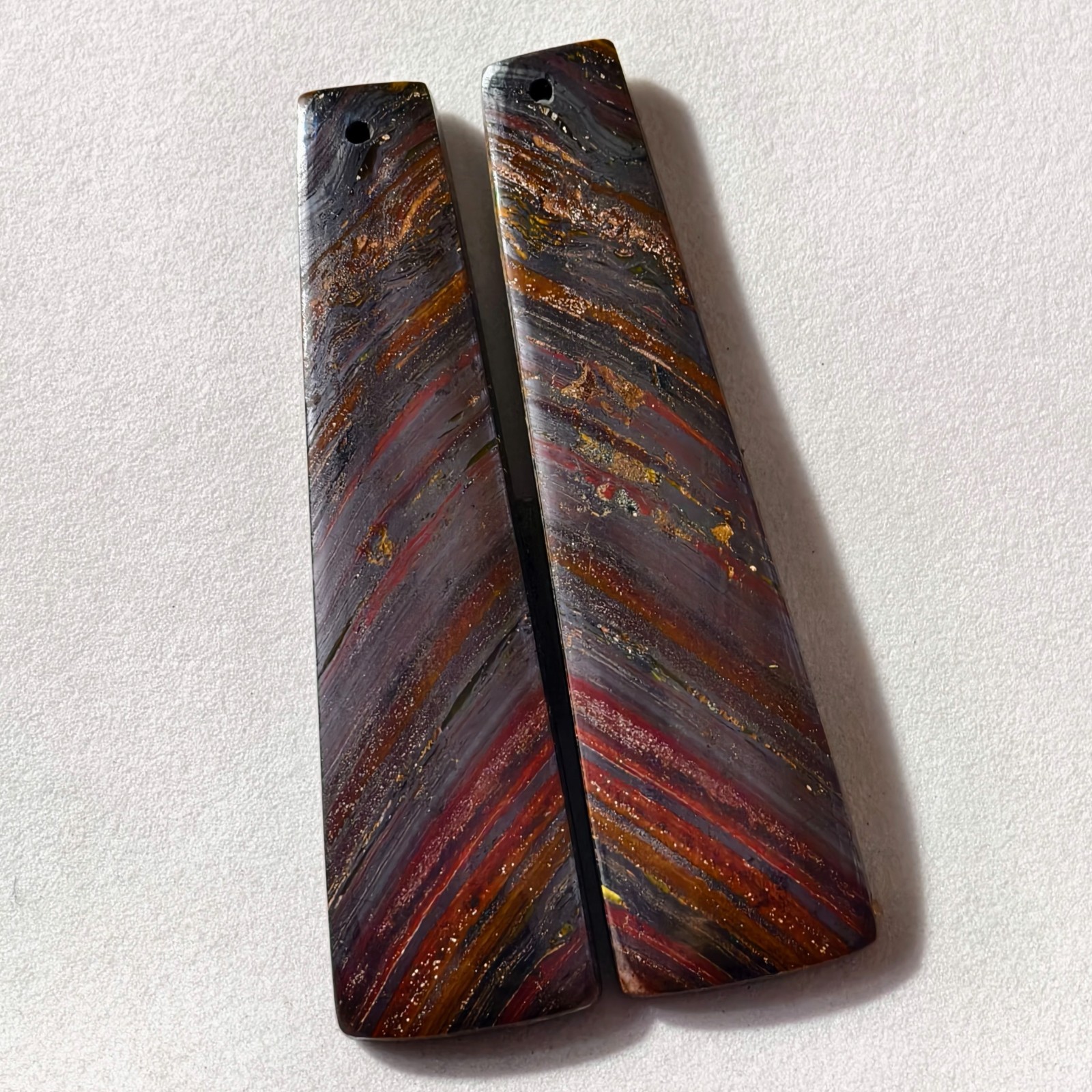 79 Cts Natural Iron Tiger Eye Drilled Pair Cabochon Gemstone 52.2 X 14.3 MM