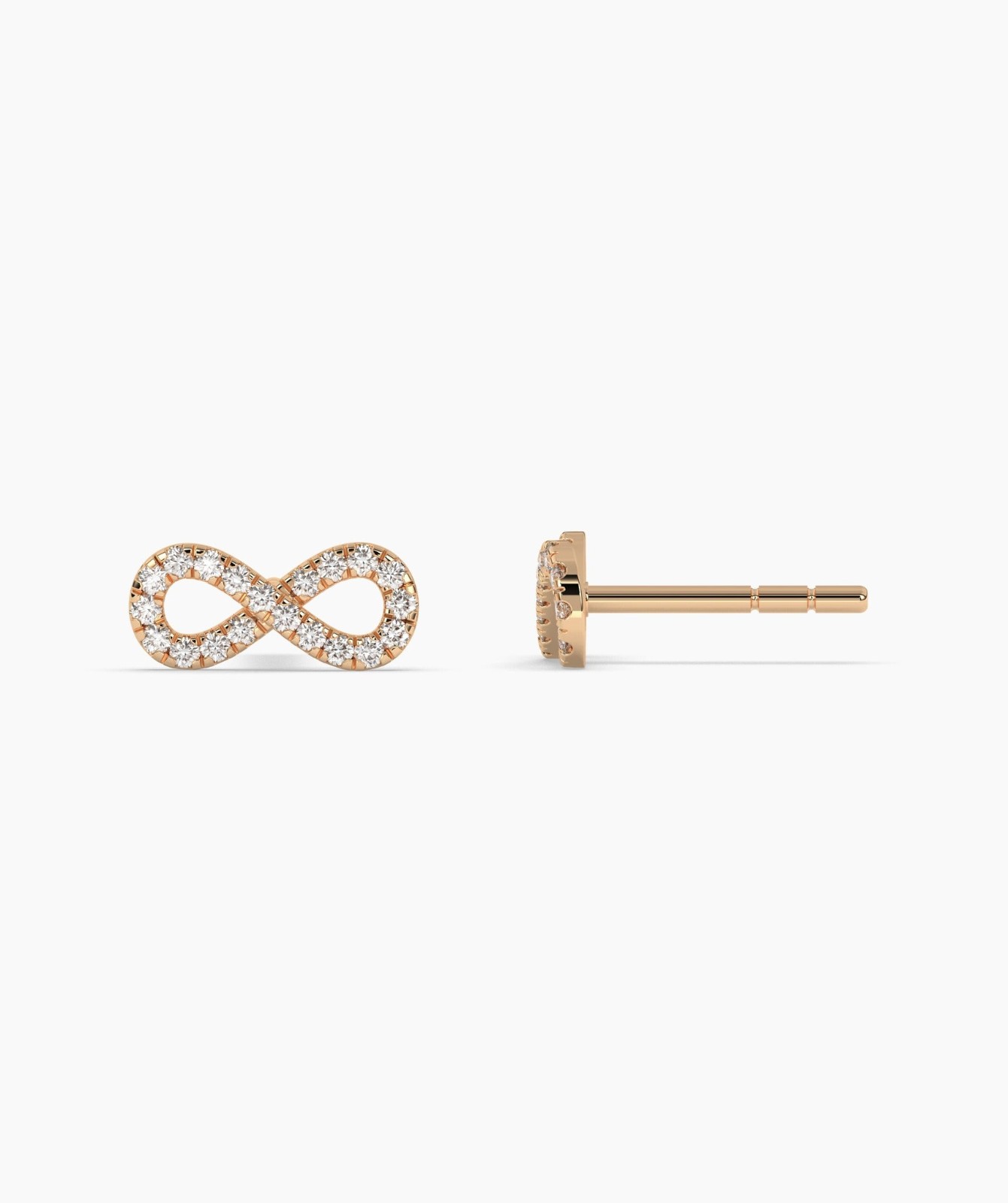 Round Cut Lab Grown Diamond 14K Gold Pave Diamond Infinity Symbol Stud Earrings