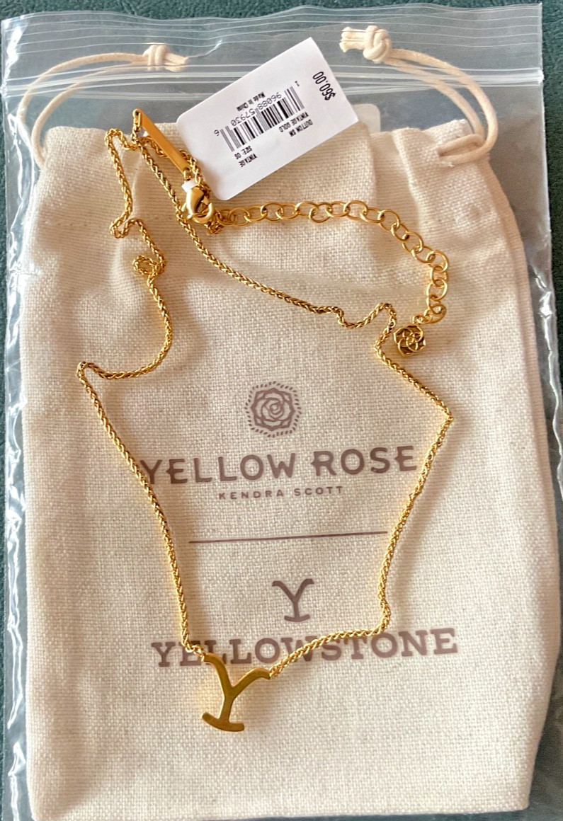 Kendra Scott Yellow Rose Yellowstone Dutton Short Pendant Necklace Vintage Gold