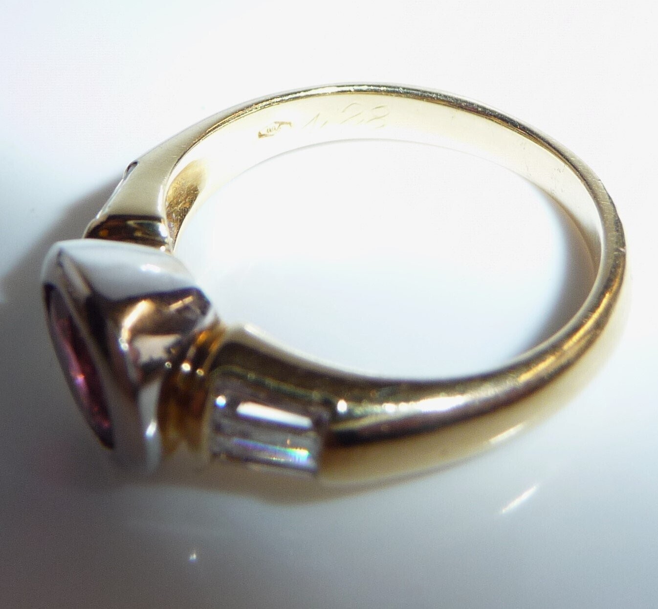 Ring 750 yellow gold 1.28ct pink tourmaline 0.60ct diamonds size 55/17.5 mm rubellite