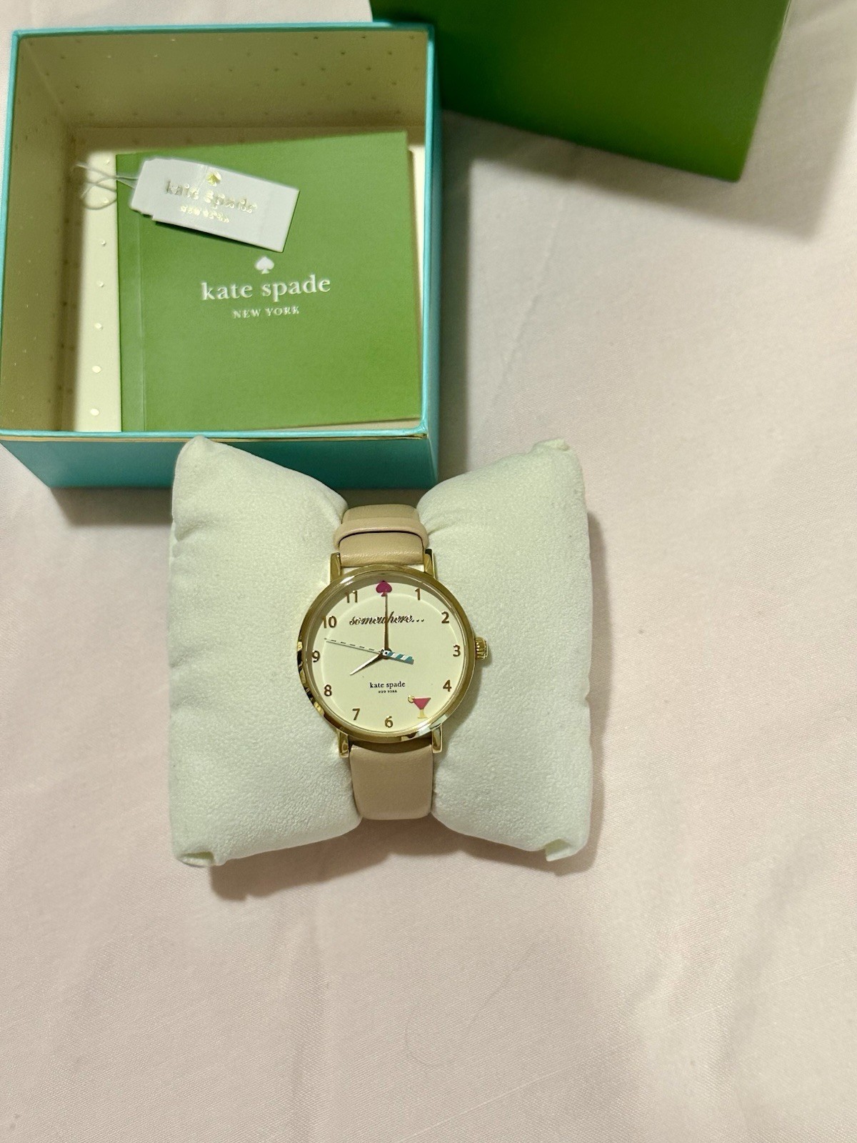 Pre-own – Kate spade new yorkColorfully Quartz Gold 34mm Beige Leather w/ Box