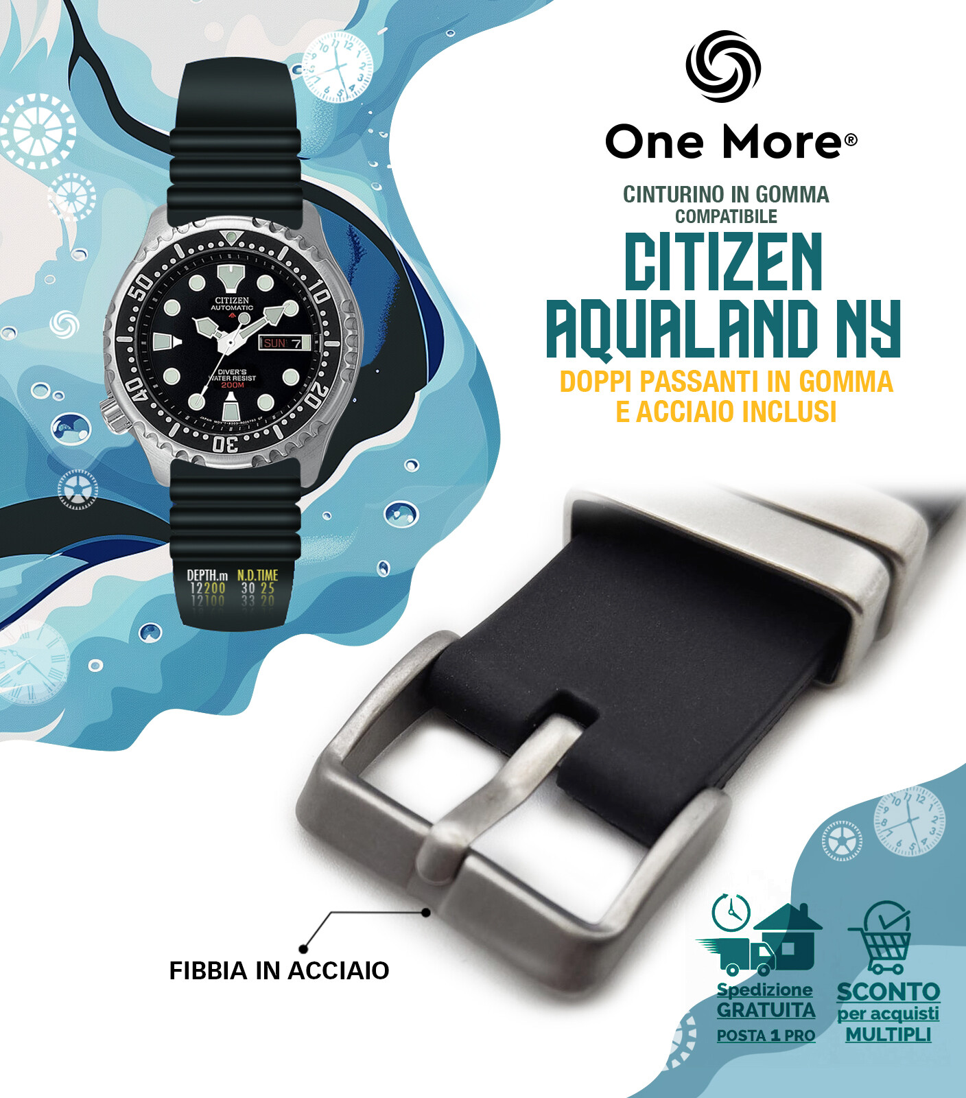 Cinturino gomma citizen promaster aqualand ny seiko nd limits 20 22 24 mm sub