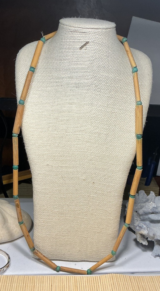 Fashion Necklace Bamboo Wood Tube Round Beaded Strand Lot 93A