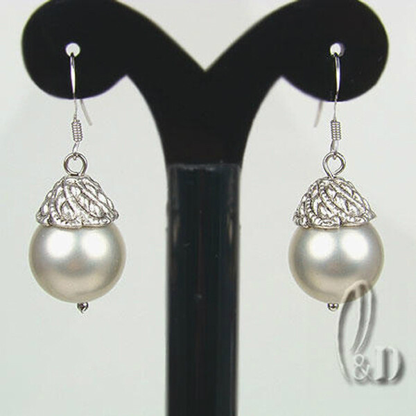 AU STOCK CHIC 12MM LARGE MULTIPLE COLOUR SEA SHELL PEARLS SILVER EARRINGS EA009