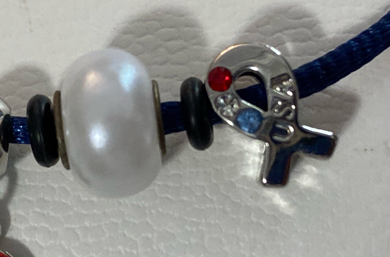 Bella Perlina Silver Tone USA Patriotic Slide Charms Rhinestones NWOB