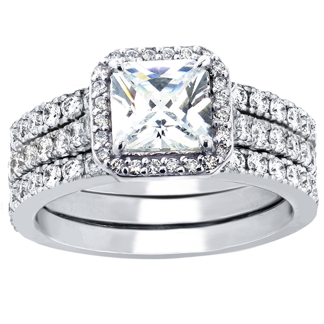 Hers Sterling Silver His Stainless Steel Engagement Wedding Ring Band Set Gifts