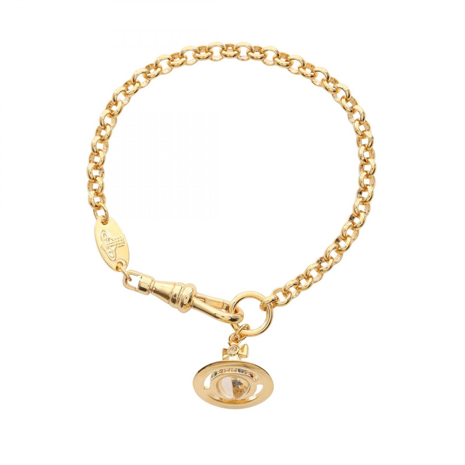 Vivienne Westwood NEW PETITE ORB Bracelet Gold Plated Rhinestone Multicolor NEW