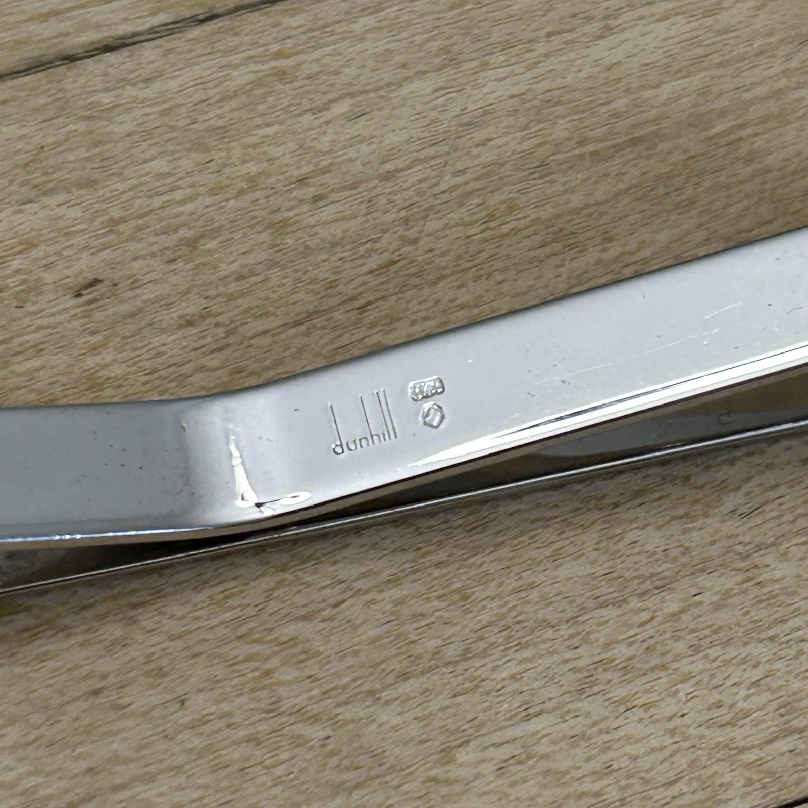 Dunhill Hallmark Signed 925 Sterling Silver Rectangle Tie Bar/Clip